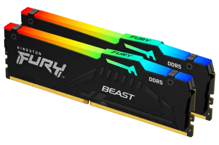 Kit Kingston 32 Go (2 x 16 Go) DDR5 6000 MHz FURY Beast RGB EXPO Noir CL30